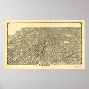 Historische Karte von Atlanta, Georgien, 1919 Poster