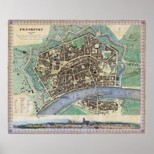 Historische Karte von Frankfurt Deutschland Poster