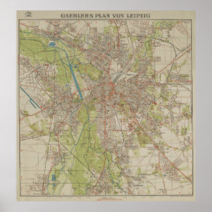 Historische Karte von Leipzig von Gaebler Ausgabe  Poster