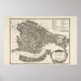 Historische Karte von Venedig, Italien (1763) Poster