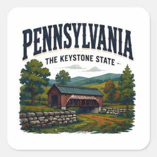 Historische Landschaft Pennsylvanias Quadratischer Aufkleber