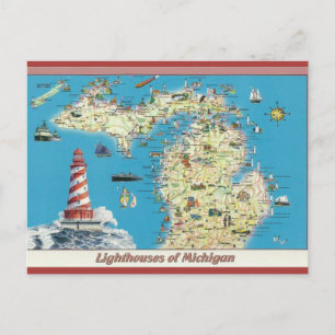 Historische Leuchttürme von Michigan Postkarte