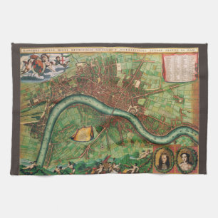 Historische Londoner Straßenkarte von Johannes de  Geschirrtuch