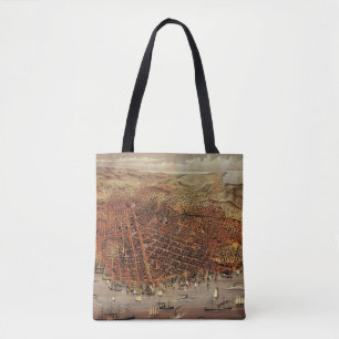 Historische Luftkarte, San Francisco City, Kalifor Tasche