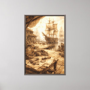 Historische maritime Expeditions-Hafen Leinwanddruck
