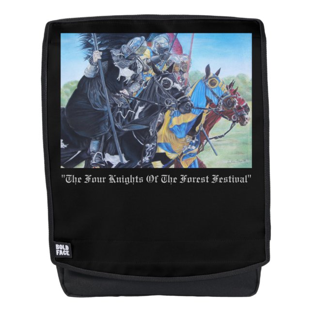 Historische mittelalterliche Ritter jouten auf Pfe Rucksack (Vorderseite)