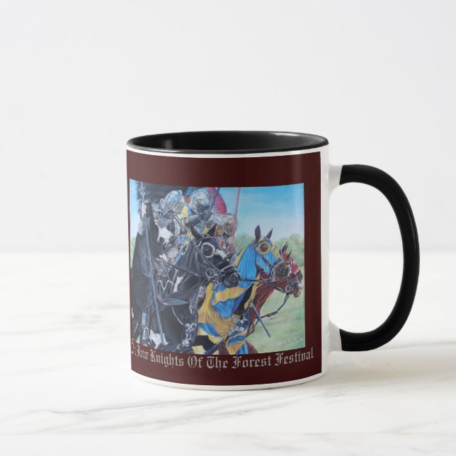 Historische mittelalterliche Ritter jouten auf Pfe Tasse (Rechts)