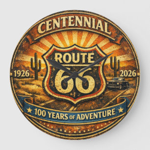 Historische Mother Road Sonnenuntergang Centennial Große Wanduhr