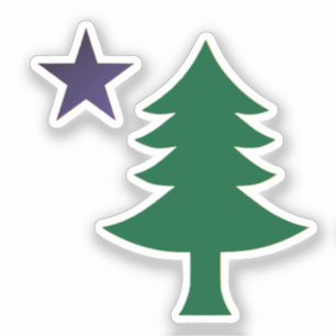 Historische Pine Tree Flagge von Maine (1901–1909) Aufkleber