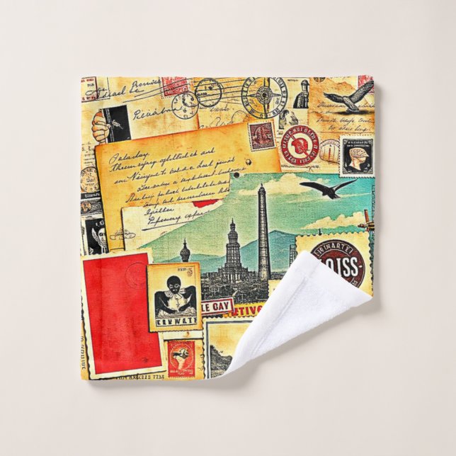 Historische Postreise Badhandtuch Set (Waschlappen)