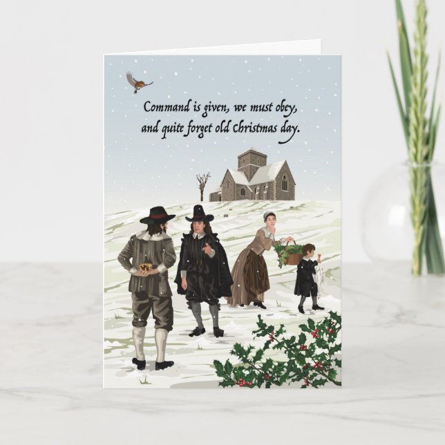 Historische Puritanweihnachtsfeier storniert Feiertagskarte (Vorderseite)
