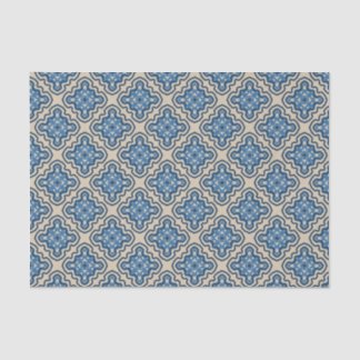 Historische Ranch Dismal Damask Delft Blue Sand Seidenpapier