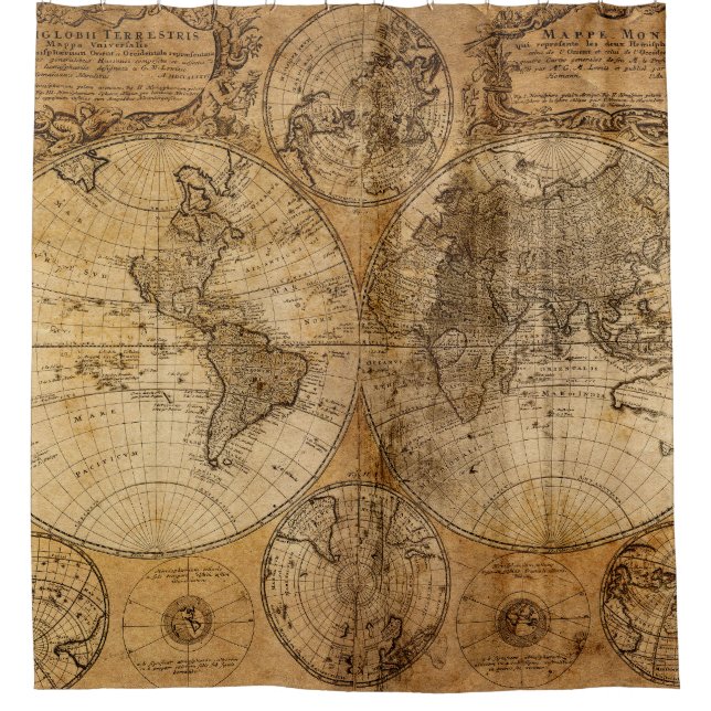 Historische Reise: Weltkarte 1746 Duschvorhang (Vorderseite)