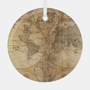 Historische Reise: Weltkarte 1746 Ornament Aus Glas