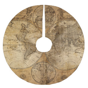 Historische Reise: Weltkarte 1746 Polyester Weihnachtsbaumdecke