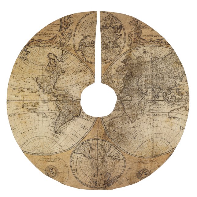 Historische Reise: Weltkarte 1746 Polyester Weihnachtsbaumdecke (Vorderseite)