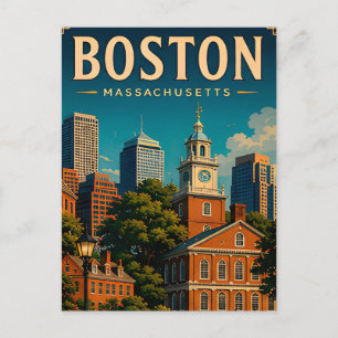 Historische Reiseerinnerungen an Boston Postkarte