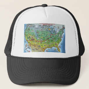 Historische Route 66 Cartoon Karte Truckerkappe