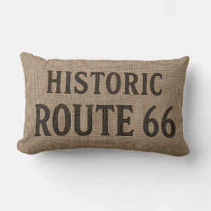 Historische Route 66 Jutegrafik Lendenkissen
