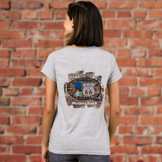 Historische Route 66 ~ Kingman, Arizona T-Shirt (A nostalgic reminder of Arizona's segment of Route 66 on a rusty patina for the car buff. )