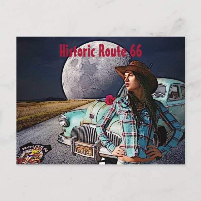 Historische Route 66 Postkarte (Vorderseite)