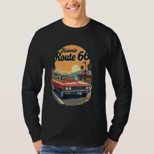 Historische Route 66 Roadtrip Druck auf der Vorde T-Shirt
