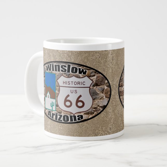 Historische Route 66 ~ Winslow, Arizona Jumbo-Tasse (Vorderseite Links)