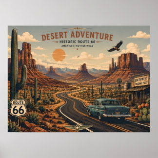 Historische Route 66 Wüstenabenteuer Poster