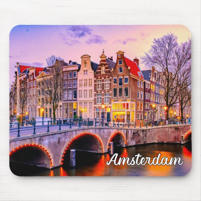 Historische Stadt Amsterdam, Niederlande Mousepad (Vorne)