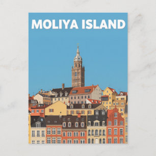Historische Stadtansicht Moliya Island Europäische Postkarte
