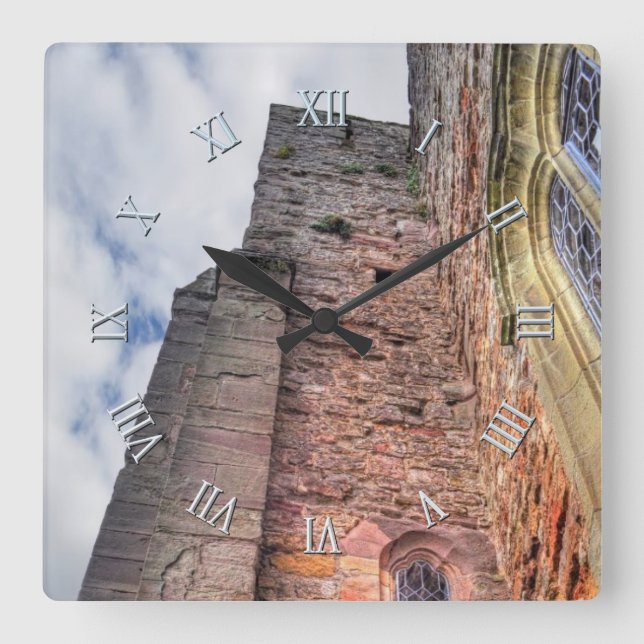 Historische Stätten, Ruinen der Burg von Großbrita Quadratische Wanduhr (Vorderseite)