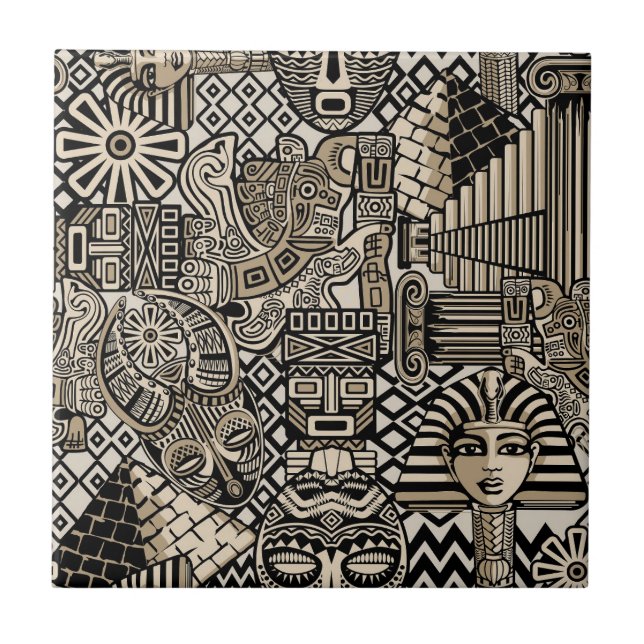 Historische Symbole Tattoo-Style Fliese (Vorderseite)