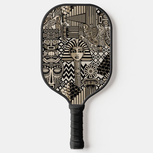 Historische Symbole Tattoo-Style Pickleball Schläger (Vorderseite)