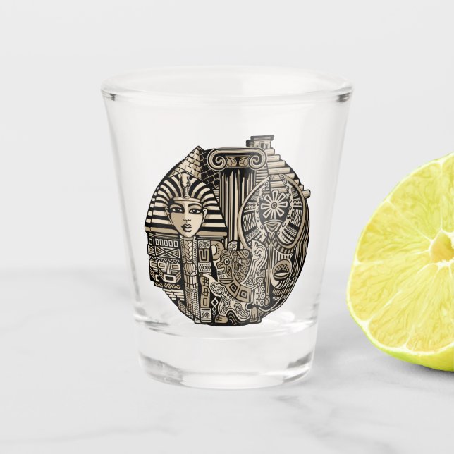 Historische Symbole Tattoo-Style Schnapsglas (Vorderseite)