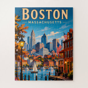 Historische Uferpromenade und Skyline von Boston