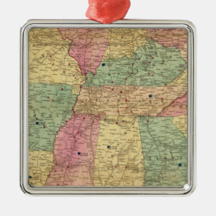 Historische und militärische Karte der USA Silbernes Ornament