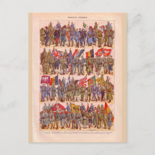 Historische Uniformen des Ersten Weltkriegs Postkarte