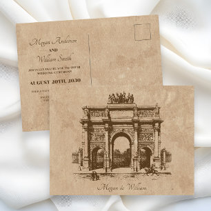 Historische Vintage-Architektur-Hochzeitspostkarte Postkarte