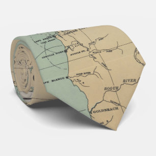 Historische Washington- und Oregon-Leuchtturmkarte Krawatte