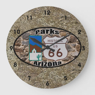 Historische Weg 66 ~ Parks, Arizona Große Wanduhr