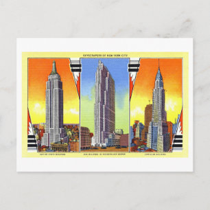 Historische Wolkenkratzer von New York City Postkarte