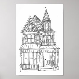 Historische Zuhause-Zeile Zeichnete Kunstdrucken Poster