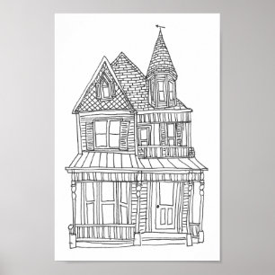 Historische Zuhause-Zeile Zeichnete Kunstdrucken Poster