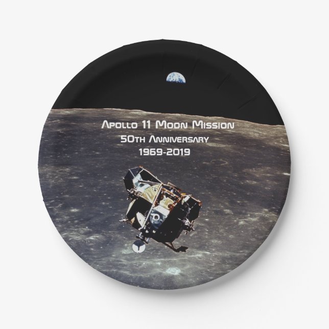 Historischer Apollo 11 Moon Mission 50 Jahre Jubil Pappteller (Vorderseite)