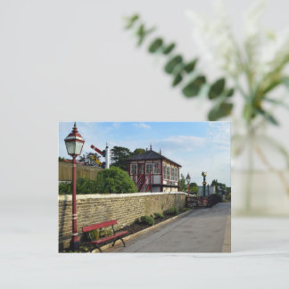 Historischer Bahnhof Settle Railway Station Signal Postkarte