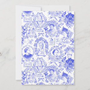 Historischer Feminist geht mit blauem Toile voran Karte