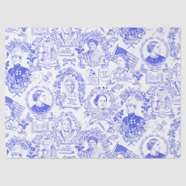 Historischer Feminist geht mit blauem Toile voran Seidenpapier (Vorderseite)