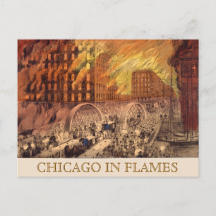 Historischer Großbrand in Chicago Illinois Postkarte