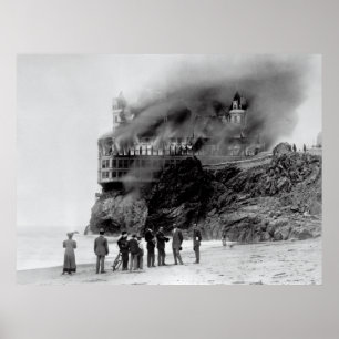 HISTORISCHER KLIFF-HAUSFEUER BEI NUMMER LOBOS 1907 POSTER