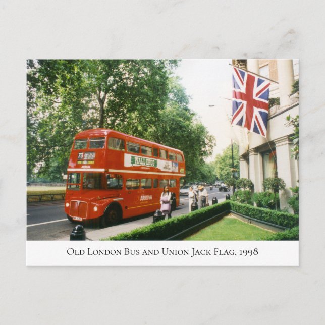 Historischer London-Bus auf Park Lane, London, 199 Postkarte (Vorderseite)